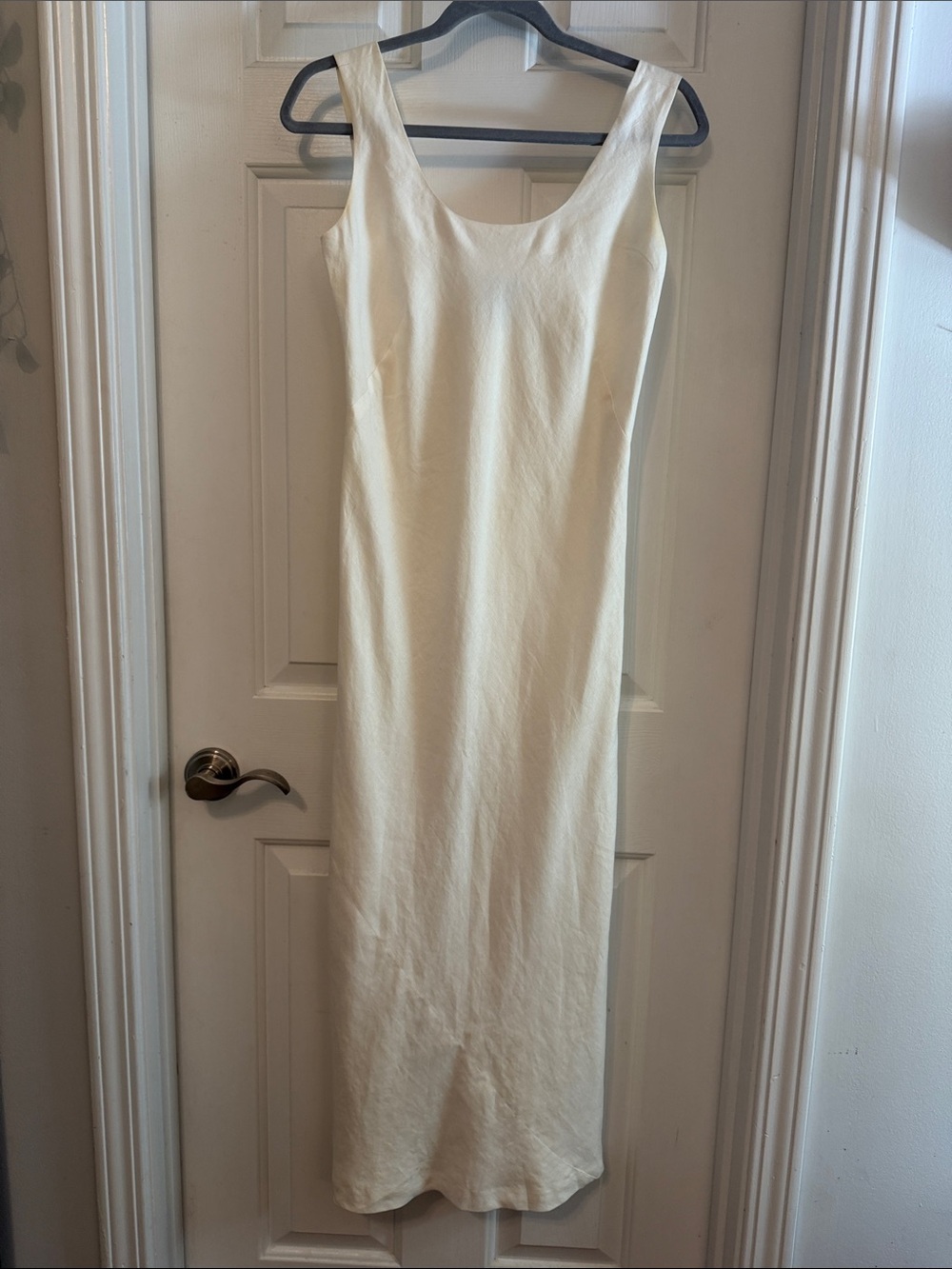 Vintage Banana Republic white 100% linen Scoop-Neck sleeveless Maxi Dress size 0